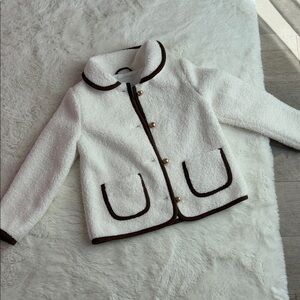 Janie and Jack Cream Jacket with Brown Trim